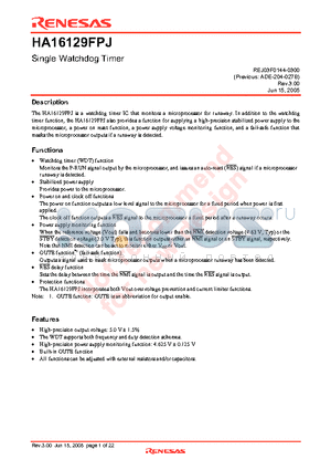 HA16129FPJ datasheet - Single Watchdog Timer