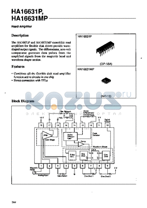 HA16631P datasheet - Read Amplifier