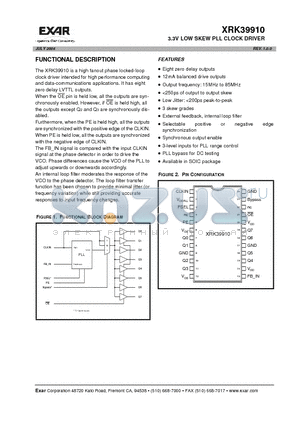 XRK39910CD-2 datasheet - 3.3V LOW SKEW PLL CLOCK DRIVER