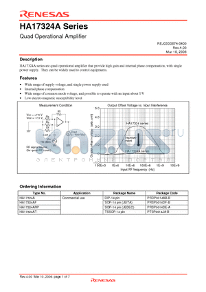 HA17324AT datasheet - Quad Operational Amplifier