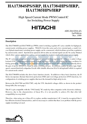 HA17384 datasheet - High Speed Current Mode PWM Control IC for Switching Power Supply