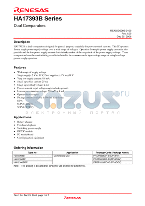 HA17393BF datasheet - Dual Comparators