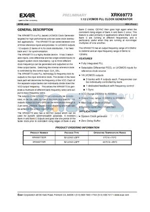 XRK69773 datasheet - 1:12 LVCMOS PLL CLOCK GENERATOR