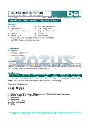 XRLP-10T03X datasheet - ISOLATED DC/DC CONVERTERS