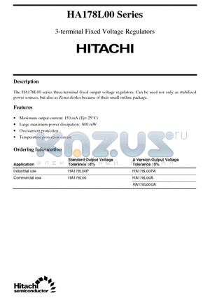 HA178L00A datasheet - 3-terminal Fixed Voltage Regulators
