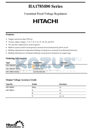 HA178M08P datasheet - 3-terminal Fixed Voltage Regulators