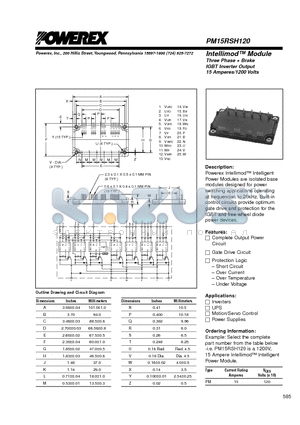 PM15RSH120 datasheet - Intellimod Module Three Phase  Brake IGBT Inverter Output (15 Amperes/1200 Volts)