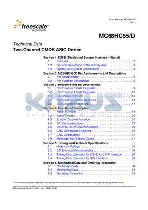 MC68HC55/D datasheet - Two-Channel CMOS ASIC Device