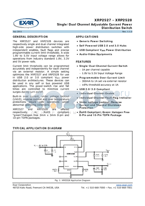 XRP2528 datasheet - Single/Dual Channel Adjustable Current Power Distribution Switch