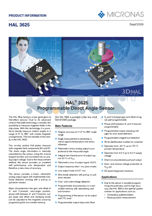 HAL3625 datasheet - Programmable Direct Angle Sensor