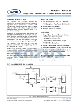 XRP2526ID-1-F datasheet - Single/Dual Channel USB 3.0 Power Distribution Switch