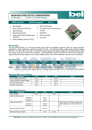 XRPF-20A1A0 datasheet - NON-ISOLATED DC/DC CONVERTERS