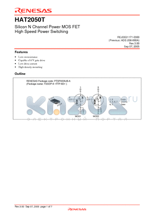 HAT2050T-EL-E datasheet - Silicon N Channel Power MOS FET High Speed Power Switching