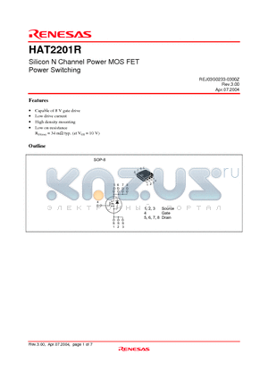 HAT2201R-EL-E datasheet - Silicon N Channel Power MOS FET Power Switching