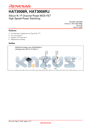 HAT3008RJ-EL-E datasheet - Silicon N / P Channel Power MOS FET High Speed Power Switching