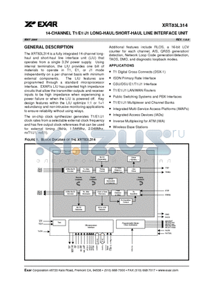 XRT83L314 datasheet - 14-CHANNEL T1/E1/J1 LONG-HAUL/SHORT-HAUL LINE INTERFACE UNIT