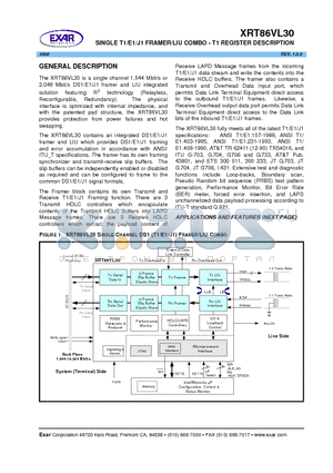 XRT86VL30IV datasheet - SINGLE T1/E1/J1 FRAMER/LIU COMBO - T1 REGISTER DESCRIPTION