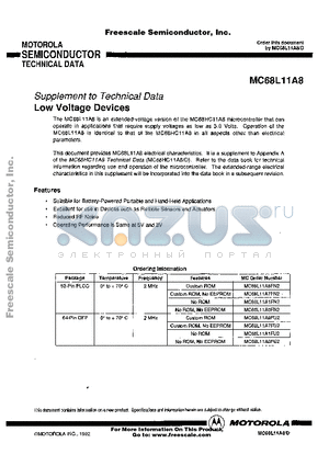 MC68L11A0FU2 datasheet - Low Voltage Devices