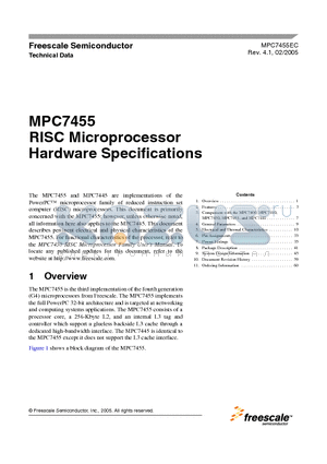 MC7445ARX867LG datasheet - RISC Microprocessor Hardware Specifications