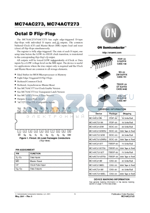 MC74AC273M datasheet - OCTAL D FLIP-FLOP