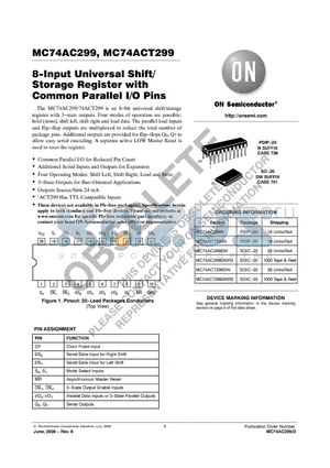 MC74AC299DWR2 datasheet - 8−Input Universal Shift/Storage Register with Common Parallel I/O Pins