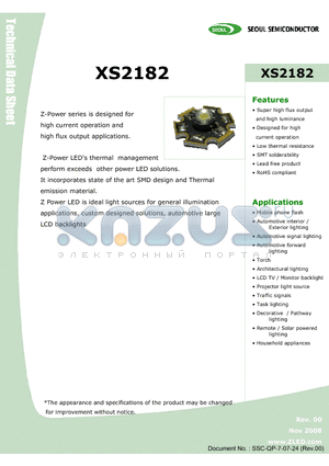 XS2182 datasheet - Z Power LED