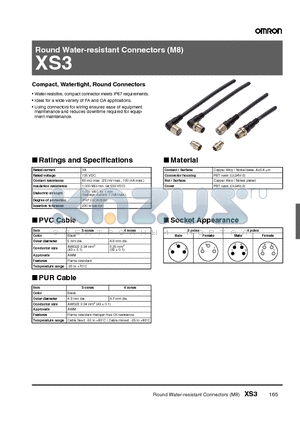 XS3W-M8PUR3AS5M datasheet - Round Water-resistant Connectors (M8)