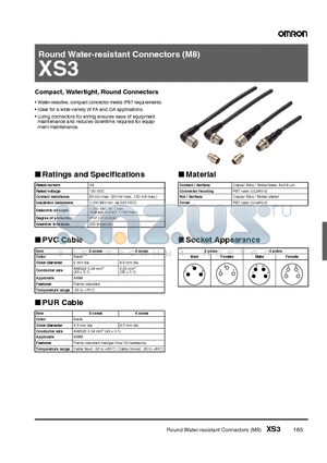 XS3W-M8PUR3SS10M datasheet - Round Water-resistant Connectors (M8)