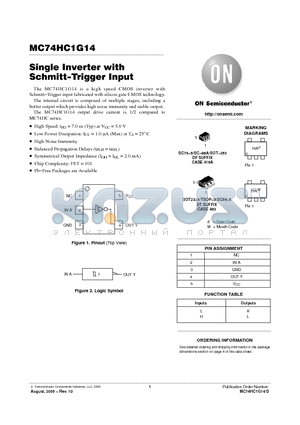 MC74HC1G14DFT1G datasheet - Inverter with Schmitt-Trigger Input