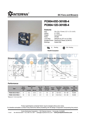 PO004-05D-3010B-4 datasheet - DC Fans and Blowers