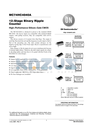 MC74HC4040AF datasheet - 12−Stage Binary Ripple Counter High−Performance Silicon−Gate CMOS