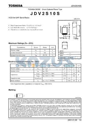 JDV2S10S datasheet - TOSHIBA DIODE Silicon Epitaxial Planar Type