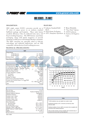 HBS066YE-A datasheet - HBS SERIES - 75 WATT