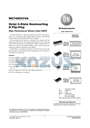 MC74HC574ADWR2G datasheet - Octal 3−State Noninverting D Flip−Flop High−Performance Silicon−Gate CMOS