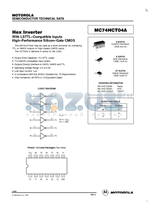 MC74HCT04AN datasheet - Hex Inverter