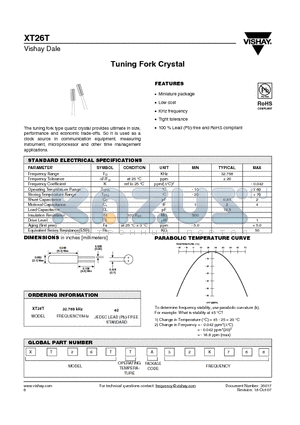 XT26TTA32K768 datasheet - Tuning Fork Crystal