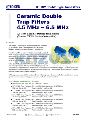 XT4.47MWP datasheet - XT MW Double Type Trap Filters