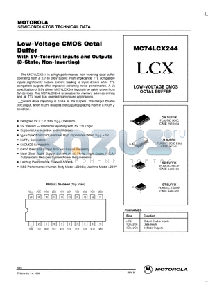 MC74LCX244DT datasheet - Low-Voltage CMOS Octal Buffer With 5V-Tolerant Inputs and Outputs(3-State, Non-Inverting)