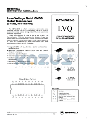 MC74LVQ245 datasheet - LOW-VOLTAGE CMOS OCTAL TRANSCEIVER