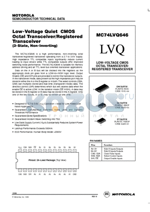 MC74LVQ646DW datasheet - LOW-VOLTAGE CMOS OCTAL TRANSCEIVER/ REGISTERED TRANSCEIVER