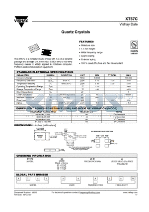 XT5718A4M datasheet - Quartz Crystals