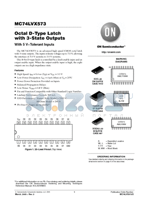 MC74LVX573MEL datasheet - Octal D-Type Latch with 3-State Outputs With 5 V−Tolerant Inputs