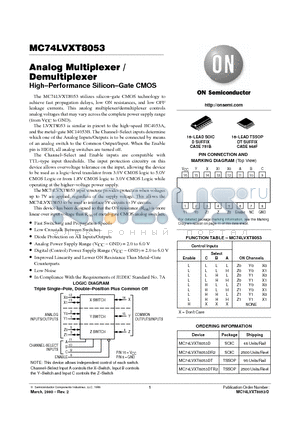 MC74LVXT8053DT datasheet - Analog Multiplexer/Demultiplexer