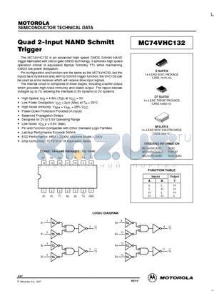 MC74VHC132D datasheet - Quad 2-Input NAND Schmitt Trigger