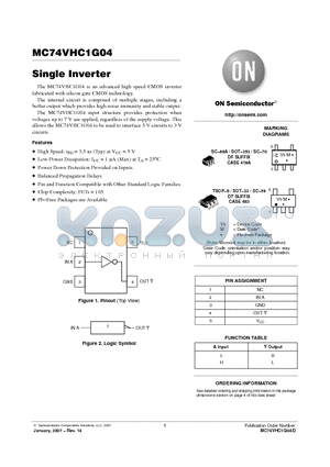 MC74VHC1G04DTT1 datasheet - Single Inverter