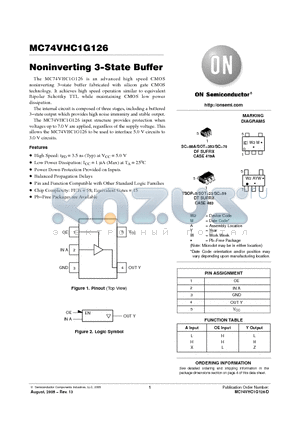 MC74VHC1G126DTT1 datasheet - Noninverting 3−State Buffer