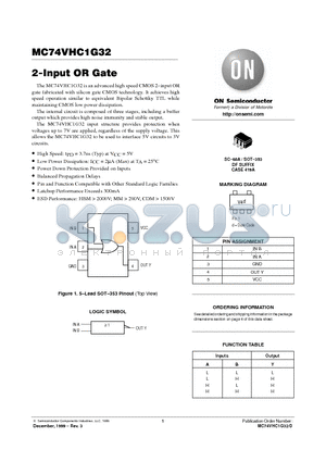 MC74VHC1G32DFT1 datasheet - 2-Input OR Gate