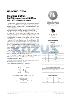 MC74VHC1GT04DFT1 datasheet - Inverting Buffer/CMOS Logic Level Shifter