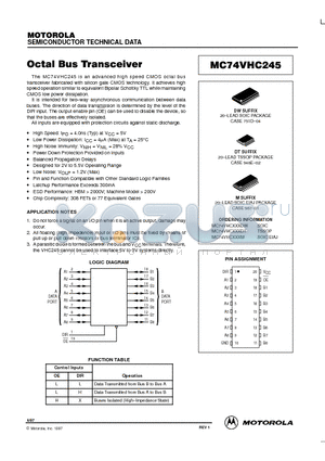 MC74VHC245 datasheet - Octal Bus Transceiver