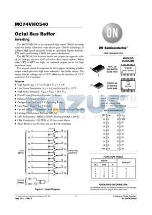 MC74VHC540DWR2G datasheet - Octal Bus Buffer